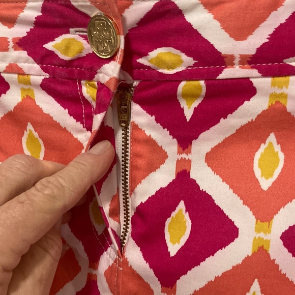 Tory Burch Pink, Coral, and White Zip Cotton Skirt with Pockets Size 4 - Picture 8 of 11